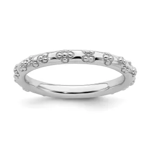 Sterling Silver Stackable Expressions Rhodium Textured Ring | QSK1615