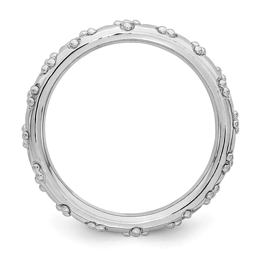 Sterling Silver Stackable Expressions Rhodium Textured Ring | QSK1615