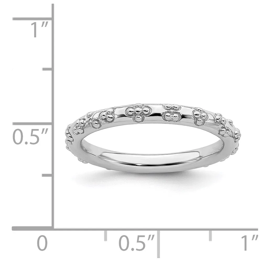 Sterling Silver Stackable Expressions Rhodium Textured Ring | QSK1615