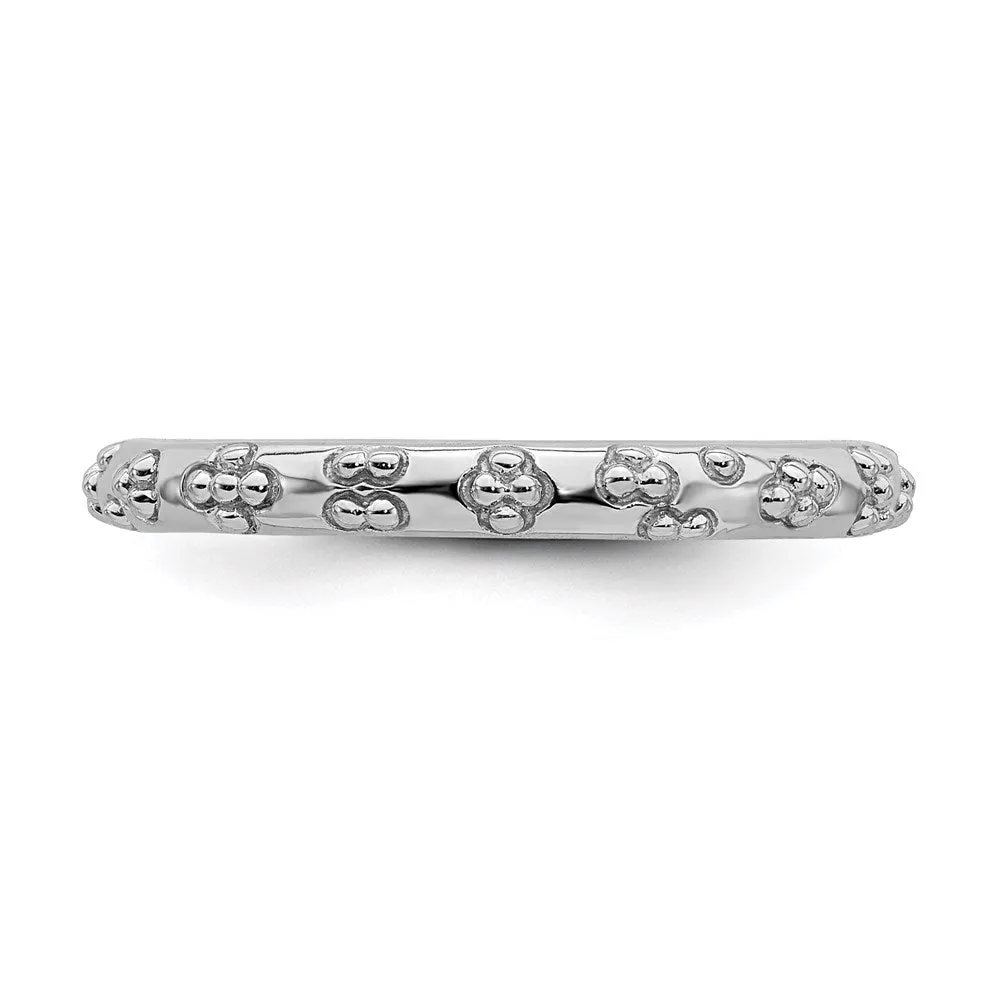 Sterling Silver Stackable Expressions Rhodium Textured Ring | QSK1615