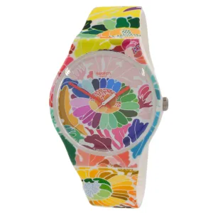 Swatch Unisex Watch - Flowerfool Swiss Quartz Silicone Strap Plastic Case | SUOW126