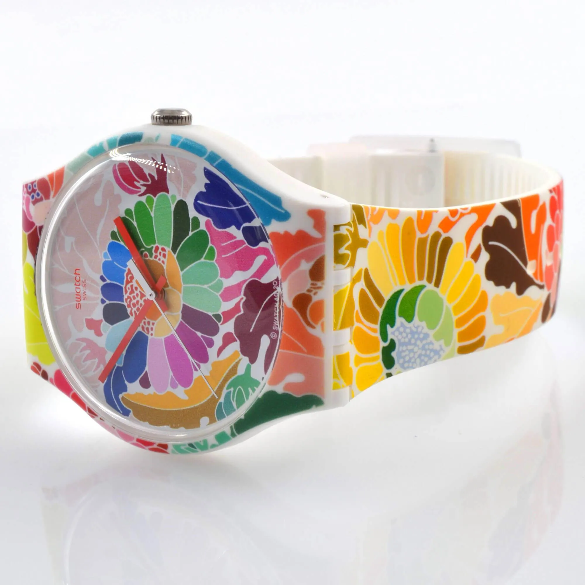 Swatch Unisex Watch - Flowerfool Swiss Quartz Silicone Strap Plastic Case | SUOW126