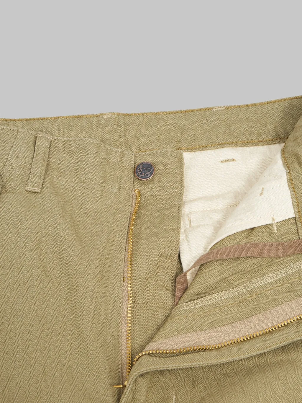 Tanuki Herringbone M-65 Pants Khaki Beige