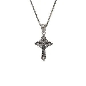 Textured Silver Celtic Cross Pendant - Cubic Zirconia- Small