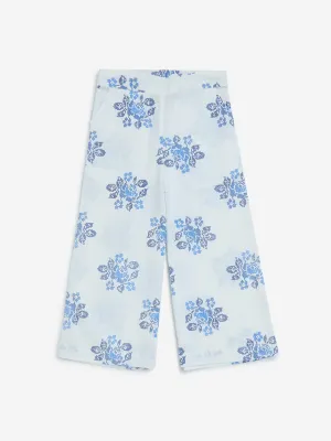 Utsa Kids White Floral Design Cotton-Blend Ethnic Pants 2-8 years