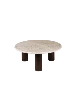 VINTAGE BROWN TRAVERTINE COFFEE TABLE