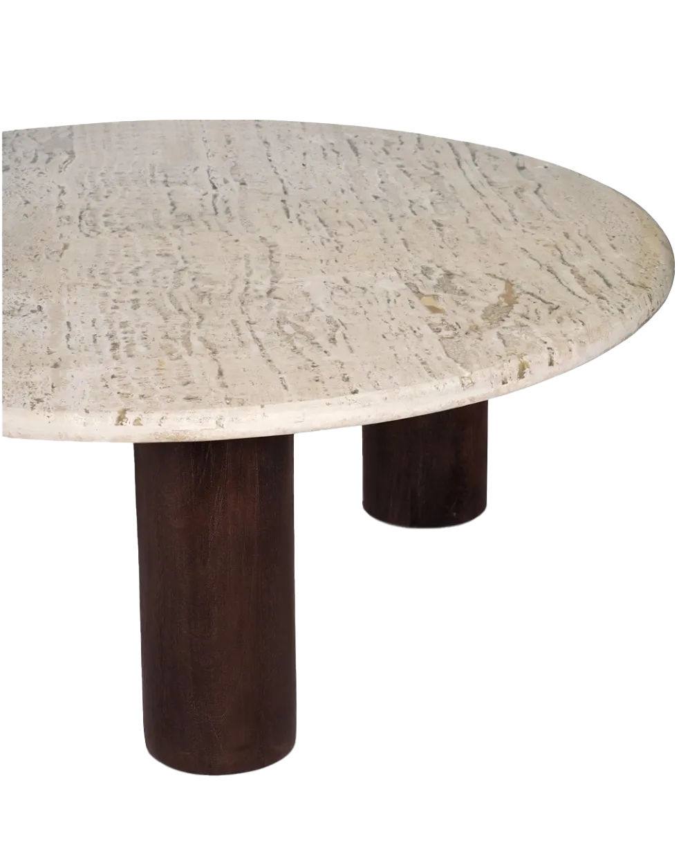 VINTAGE BROWN TRAVERTINE COFFEE TABLE