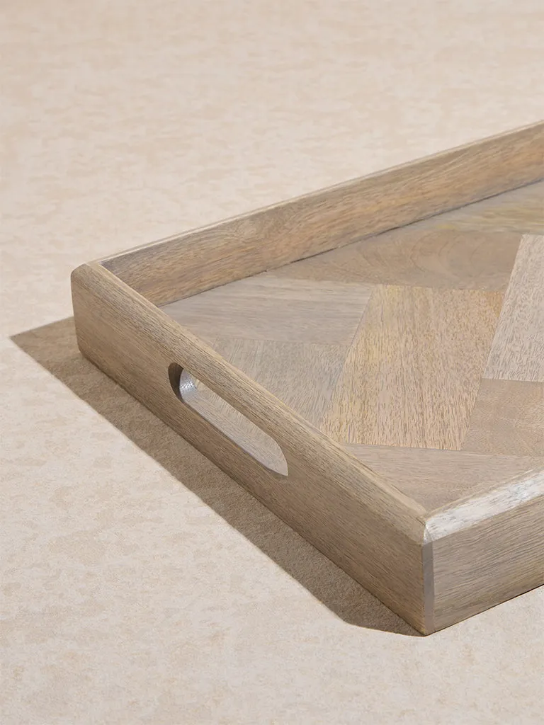 Westside Home Beige Wooden Serving Tray