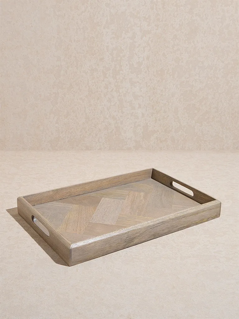 Westside Home Beige Wooden Serving Tray