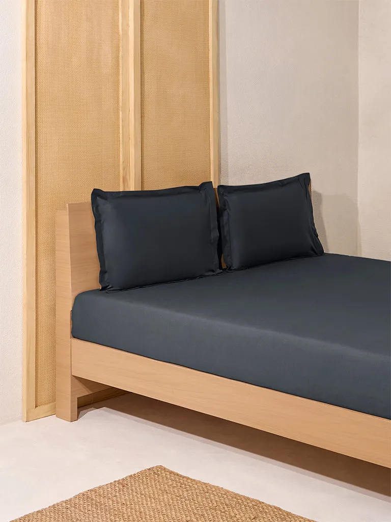 Westside Home Charcoal Solid Queen Bed Flat Sheet and Pillowcase Set