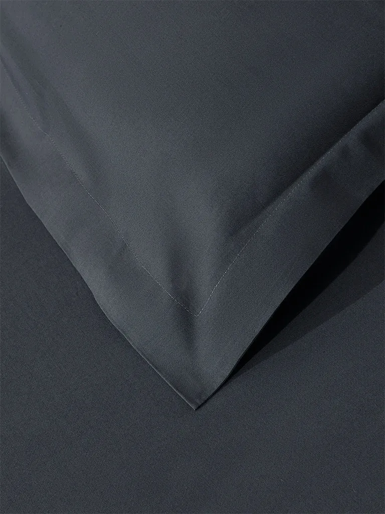Westside Home Charcoal Solid Queen Bed Flat Sheet and Pillowcase Set