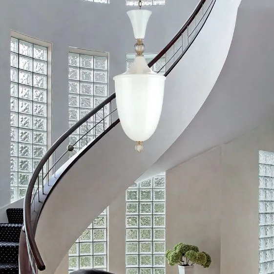 White Or Amber Murano Glass Indoor Lantern