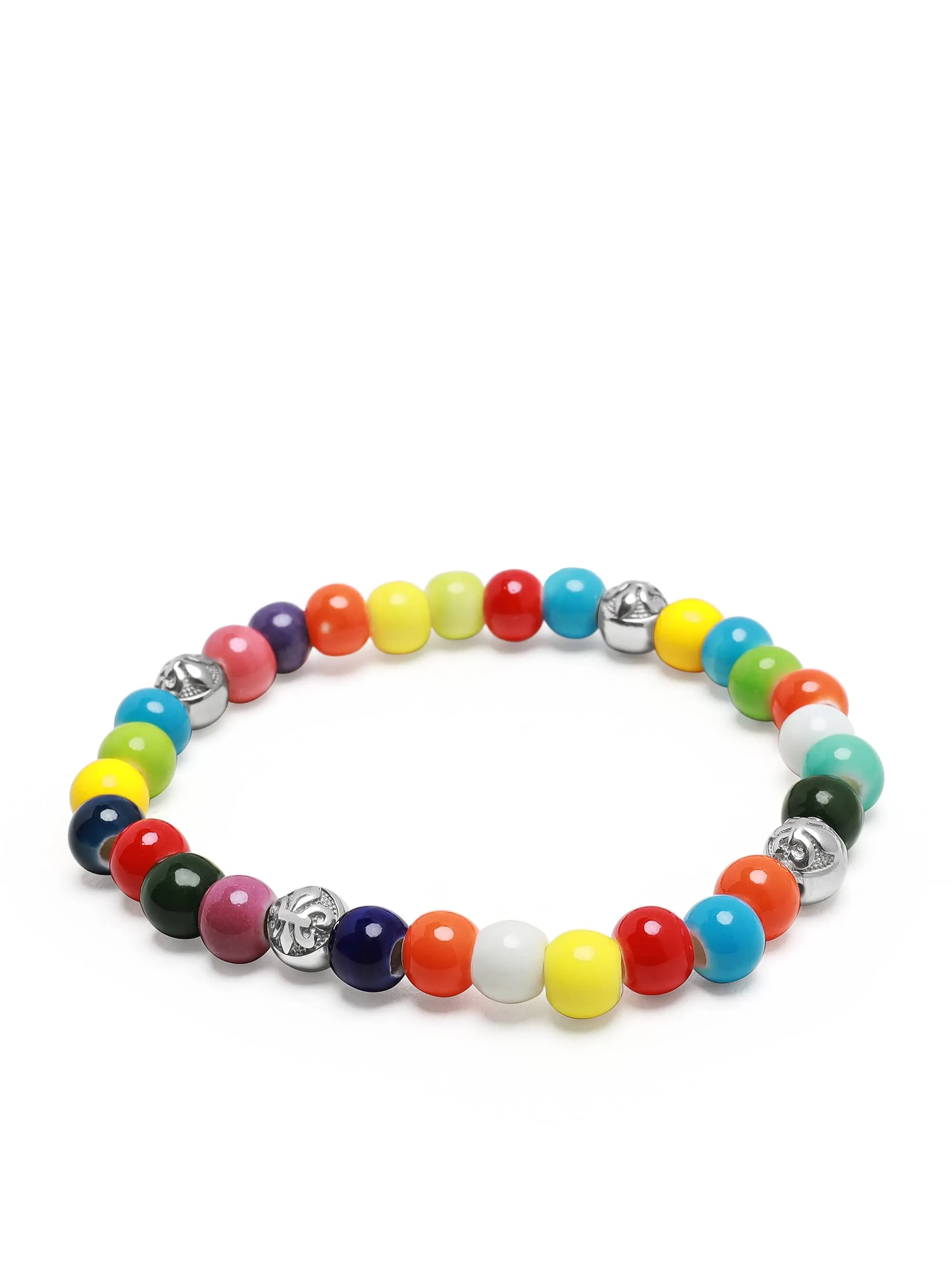 Wristband with Multicolored Ceramic and Silver