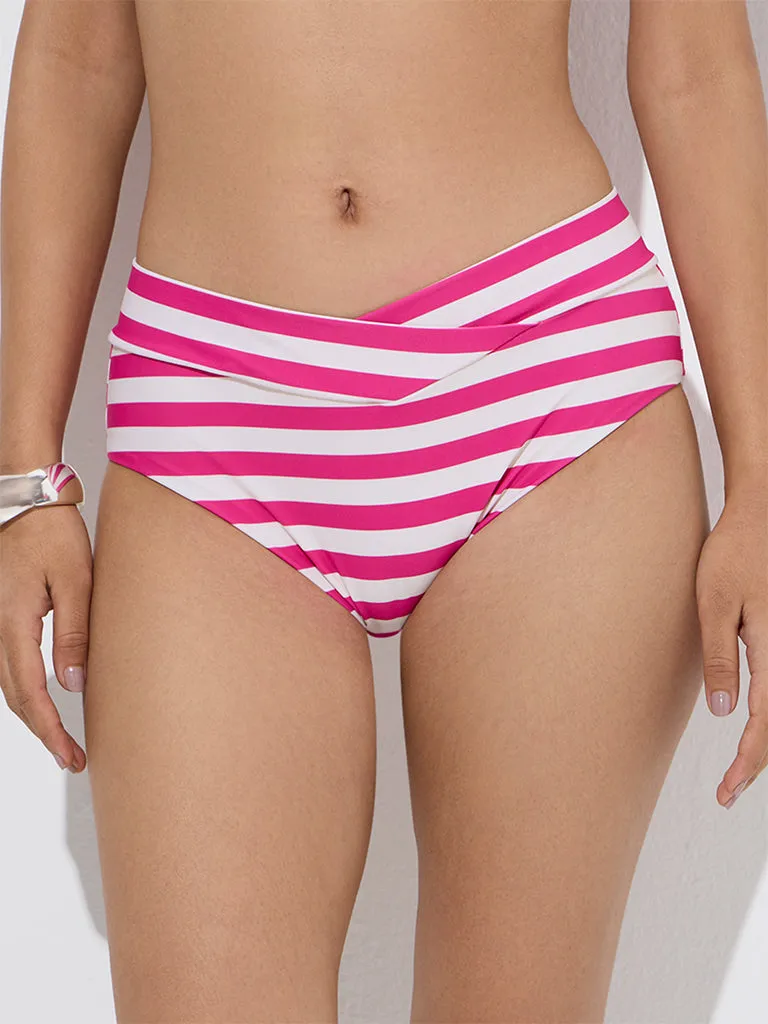 Wunderlove Swimwear Pink Criss-Cross Waist Bikini Brief