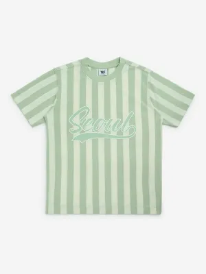 Y&F Kids Sage Striped Cotton-Blend T-Shirt